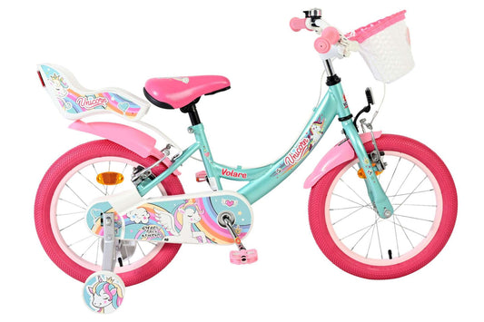 Volare Unicorn Kinderfiets - Meisjes - 16 inch - Groen - Twee Handremmen